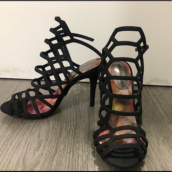 MADDEN GIRL BLACK CAGED HEELS - Picture 2 of 5
